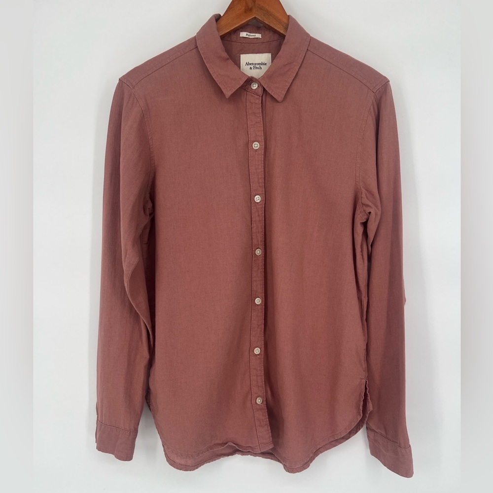Abercrombie & Fitch Boyfriend Long Sleeve Blush Pink Shirt Size M
